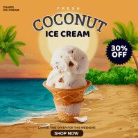 Orange Modern & Minimal Coconut Ice Cream Promo Ad Instagram Post template