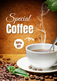 Orange Modern & Minimal Coffe Shop Poster A2 template