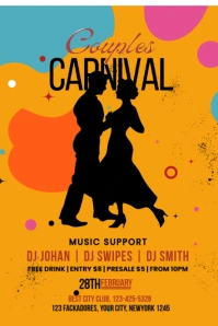 Orange Modern & Minimal Couples Carnival Pinterest Graphic template
