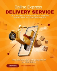 Orange Modern & Minimal Delivery Service Instagram Portrait template