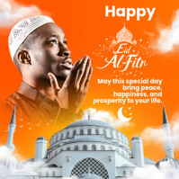 Orange Eid al-Fitr Celebration Post Instagram Template