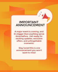 Orange Modern & Minimal Event Announcement Instagram Portrait template