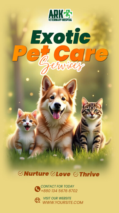 Orange Modern & Minimal Exotic Pet Care Instagram Story template