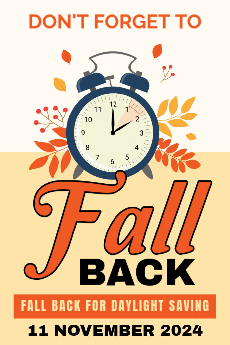 Orange Modern & Minimal Fall Back Poster Template | PosterMyWall