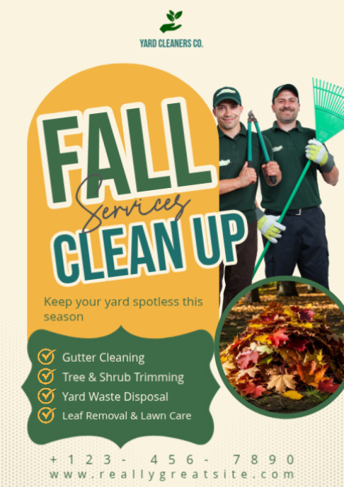 Yellow Fall Cleanup Services A2 Template | PosterMyWall