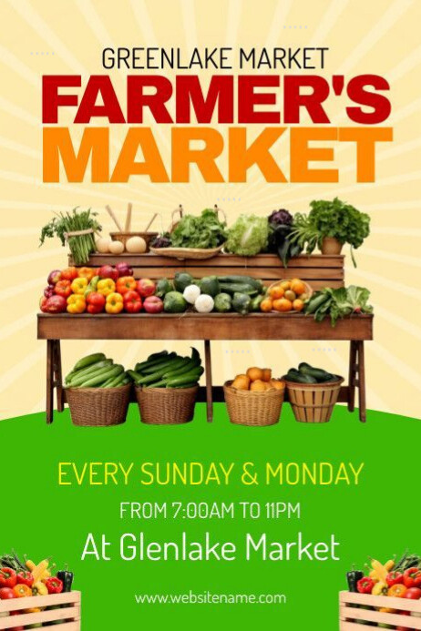 Orange Modern & Minimal Farmer's Market Promotions Poster Cartaz template