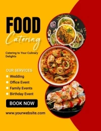 Orange Modern & Minimal Food Catering Flyer ( Pamflet (Letter AS) template