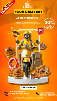 Orange Modern & Minimal Food Delivery Services  Instagram Story template