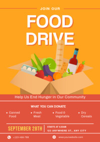 Orange Modern & Minimal Food Drive Ad Template Design A4