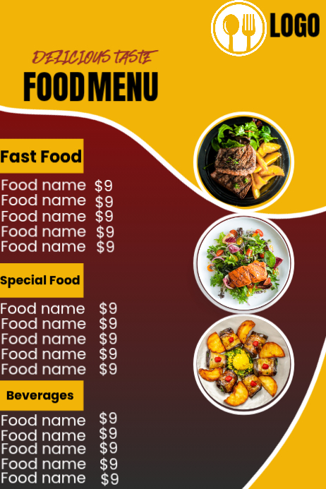 Orange Modern & Minimal Food Menu Poster Template | PosterMyWall