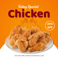Orange Modern & Minimal Fried Chicken Sale 20%off Instagram Post Instagram-bericht template