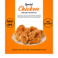 Orange Modern & Minimal Fried Chicken Sale Offer Instagram Post template