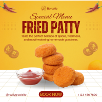 Orange Modern & Minimal Fried Patty Special Menu Instagram Post template