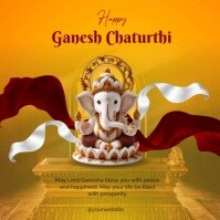 Orange Modern & Minimal Ganesh Chaturthi Square (1:1) template