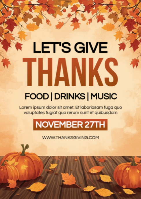Copy of Orange Modern & Minimal Give Thanks Invitation A6 | PosterMyWall