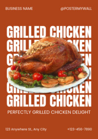 Orange Modern & Minimal Grilled Chicken Sale Offer A2 template