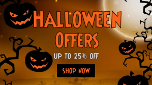Orange Modern & Minimal Halloween Offers Pos template