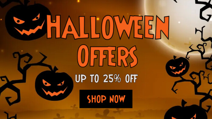 Orange Modern & Minimal Halloween Offers Pos Template | PosterMyWall