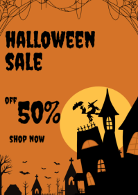 Orange Modern & Minimal Halloween Sale A4 template
