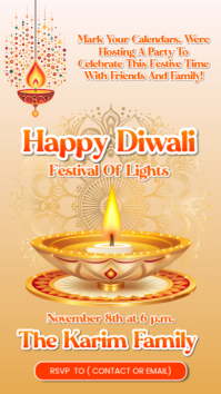 Orange Modern & Minimal Happy Diwali  Festival  Facebook Story template