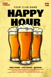Orange Modern & Minimal Happy Hour  Poster Póster template