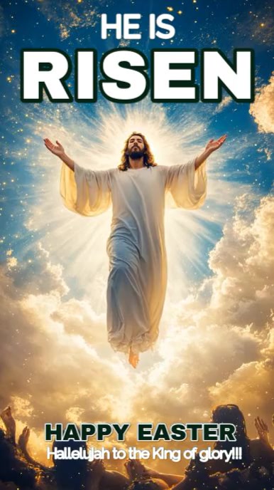 Orange Modern & Minimal He Is Risen Easter Resurrection Video Digital Display (9:16) template
