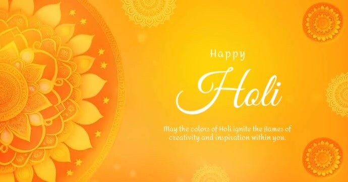 Orange Modern & Minimal Holi Wish Video Template Deisgn Facebook Shared Image