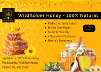 Orange Modern & Minimal Honey Label Design A6 template