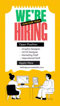 Orange Modern & Minimal Job Recruitment Instagram Story Video template