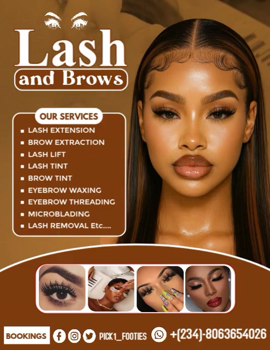 Orange Modern & Minimal Lash Extension Flyer Flyer (us Letter) Template ...