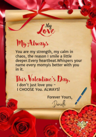 Orange Modern & Minimal Modern 2026 Valentine’s Day Card | Saturday Night Event & Romantic Photo Tem A4 template