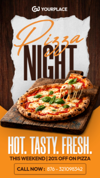Orange Modern & Minimal Modern Pizza Night Promo Instagram Story Template