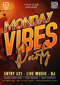 Orange Modern & Minimal Monday Vibes Party A4 template