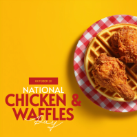 Jingga National Chicken & Waffles Day โพสต์บน Instagram Template