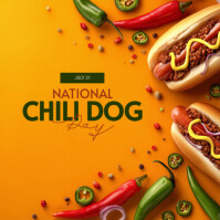 Orange Modern & Minimal National Chili Dog Day Instagram Post template