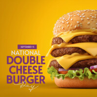 Orange National Double Cheeseburger Day Instagram Post Template
