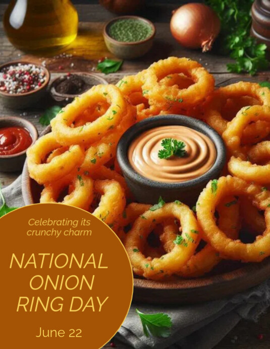 Orange Modern & Minimal National Onion Ring Day Flyer (us Letter) template