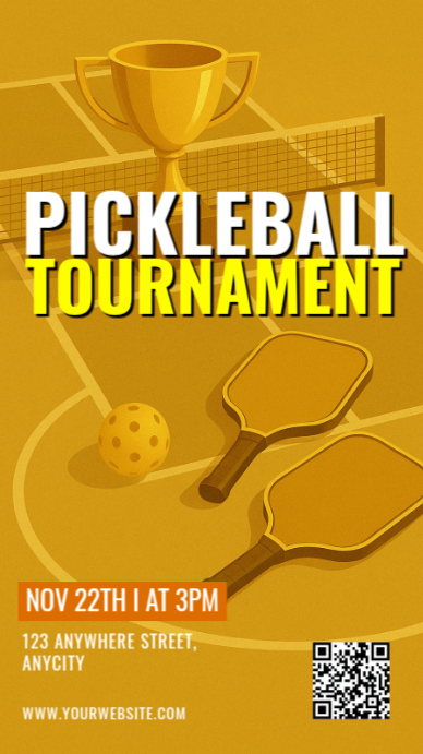 Orange Modern & Minimal Pickleball Tournament Instagram Story template
