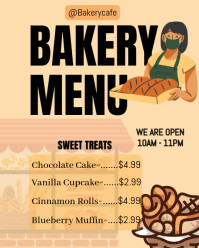 Orange Modern & Minimal Price List Bakery Menu Instagram Portrait template