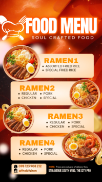 Orange Modern & Minimal Ramen Food Menu Instagram Story template