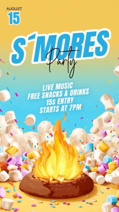Orange Modern & Minimal S'mores Party Ad Instagram Reel template