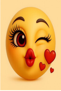 Orange Modern & Minimal Sassy Kiss Emoji  Poster template