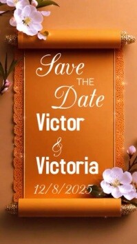 Orange Modern & Minimal Save The Date  Digital Display (9:16) template