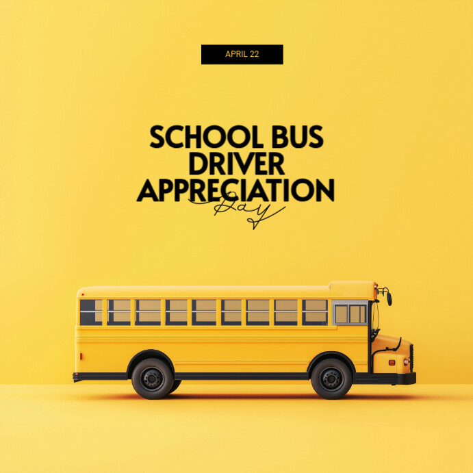 Orange Modern & Minimal School Bus Driver Appreciation Day Instagram Post template