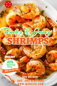Orange Modern & Minimal Shrimps Sales Flyer P Pinterest Graphic template