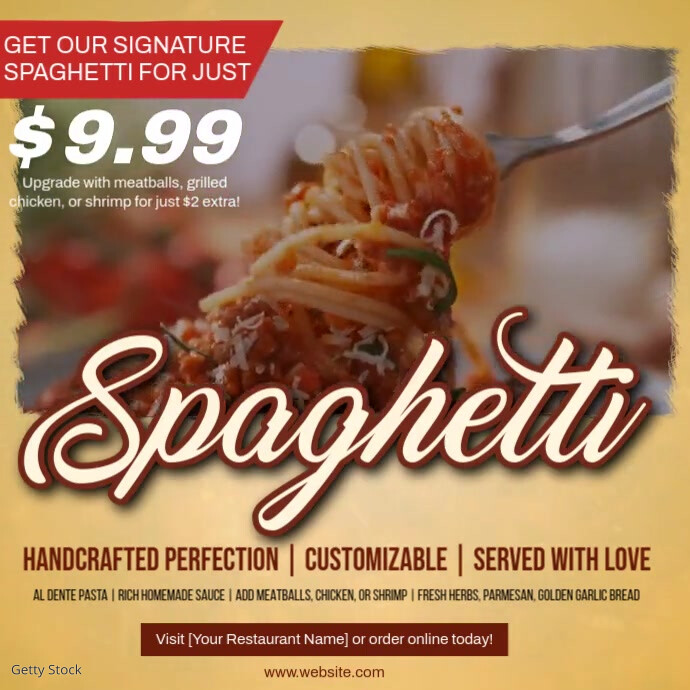 Spaghetti Promotion Square Template | PosterMyWall