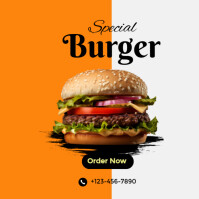 Orange Modern & Minimal Special Burger Instagram Post template