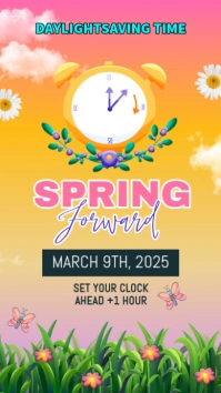 Orange Modern & Minimal Spring Forward Tampilan Digital (9:16) template