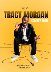 Orange Modern & Minimal Stand Up Comedy A3 template