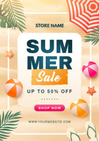 Orange Modern & Minimal Summer Sale A4 template